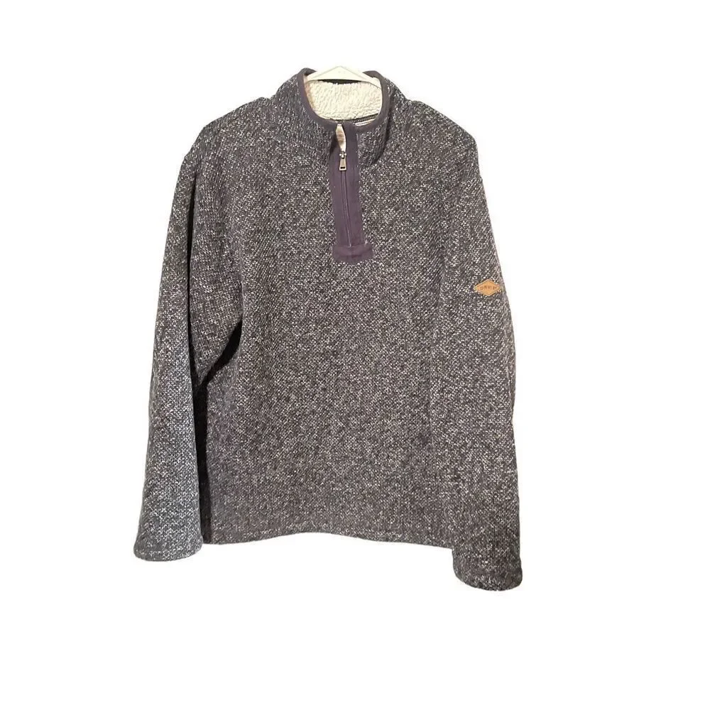 Orvis Mens Dark Grey Quarter Zip Pullover Sherpa Fleece Lined Jacket Large